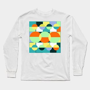 Abstract Mid Century Circles Pattern Long Sleeve T-Shirt